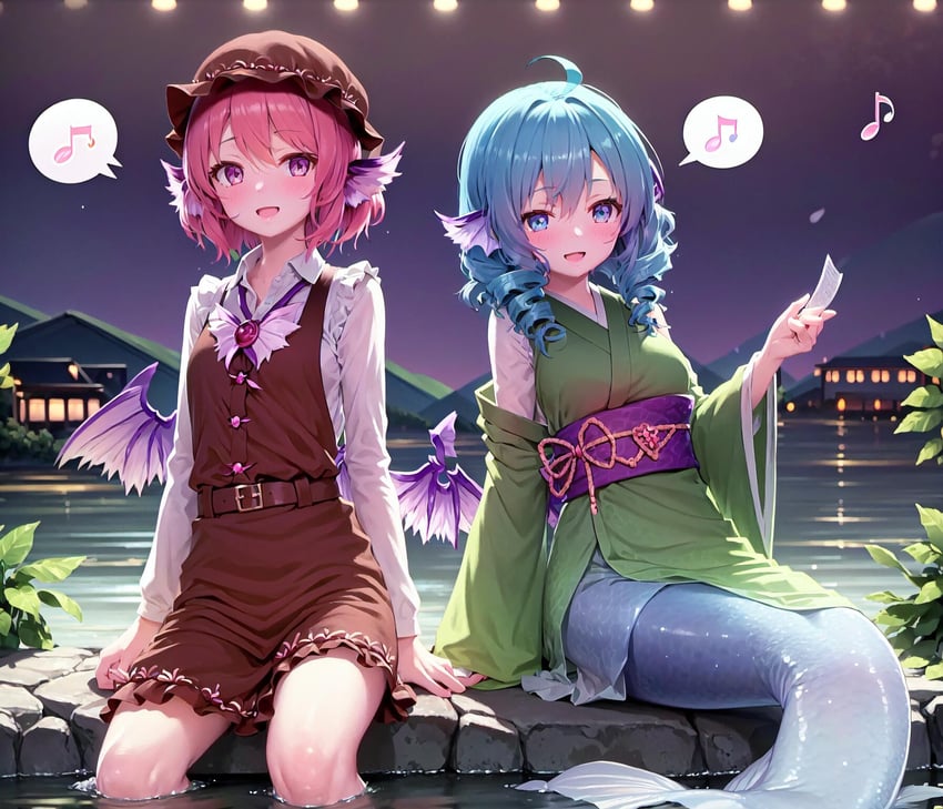 Mystia Lorelei And Wakasagihime Touhou Generated By User Urrt